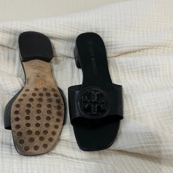 Tory Burch Black Logo Slide Sandals - Picture 3 of 5